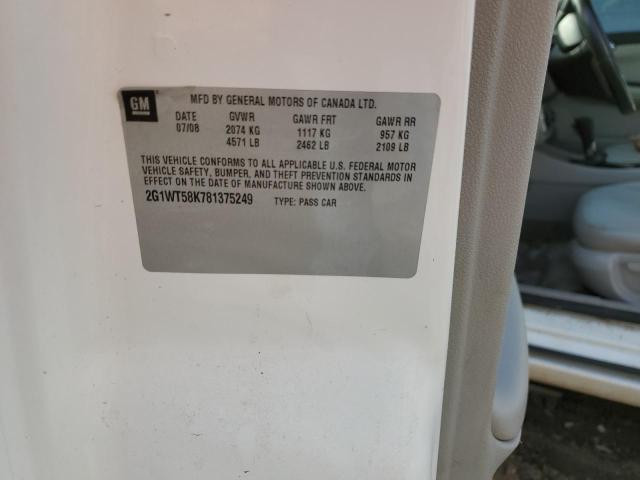 2008 Chevrolet Impala Lt VIN: 2G1WT58K781375249 Lot: 52308374