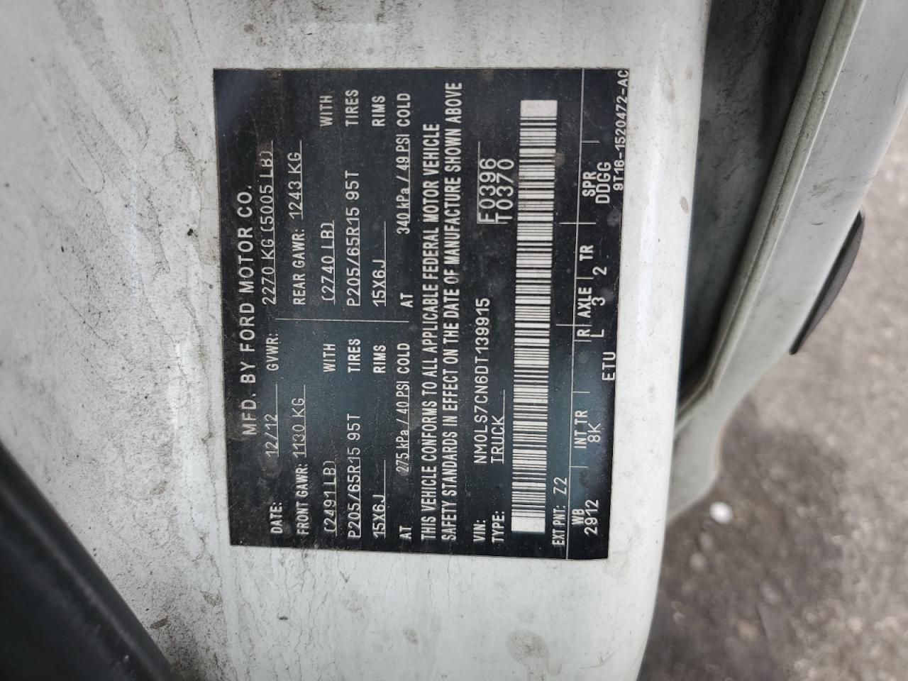 NM0LS7CN6DT139915 2013 Ford Transit Connect Xl