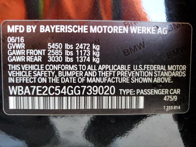 2016 BMW 740 I WBA7E2C54GG739020