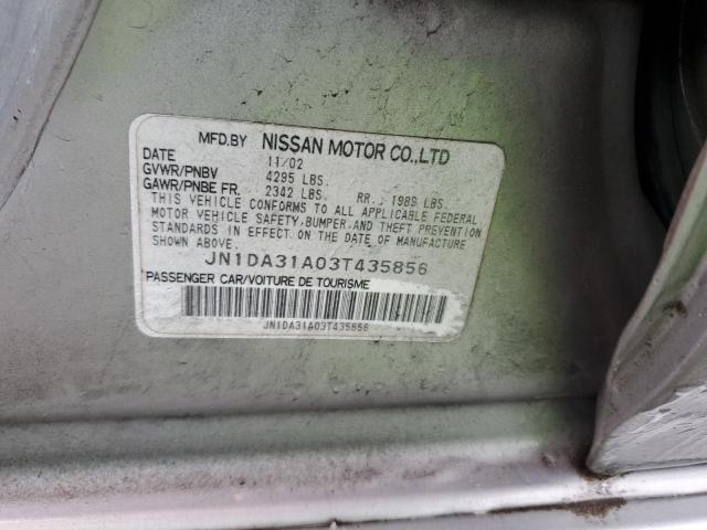 2003 Nissan Maxima Gle VIN: JN1DA31A03T435856 Lot: 50562194