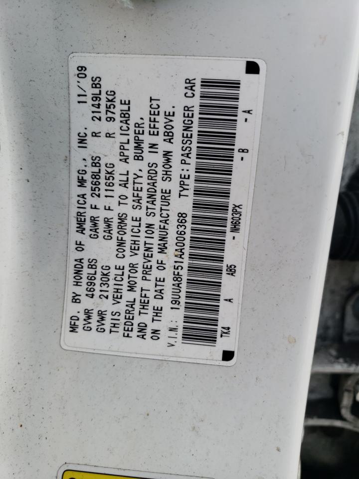 19UUA8F51AA006368 2010 Acura Tl