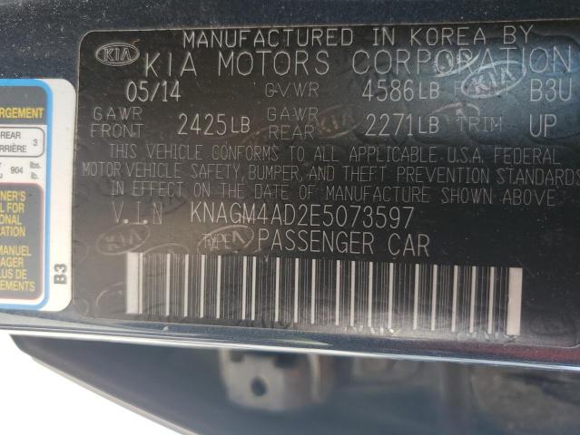 2014 Kia Optima Hybrid VIN: KNAGM4AD2E5073597 Lot: 50224114