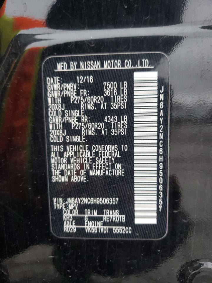 JN8AY2NC6H9506357 2017 Nissan Armada Sv
