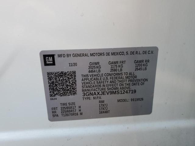 2021 Chevrolet Equinox Lt VIN: 3GNAXJEV9MS124719 Lot: 51380594