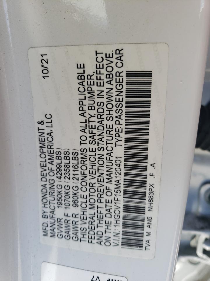 1HGCV1F15MA120401 2021 Honda Accord Lx