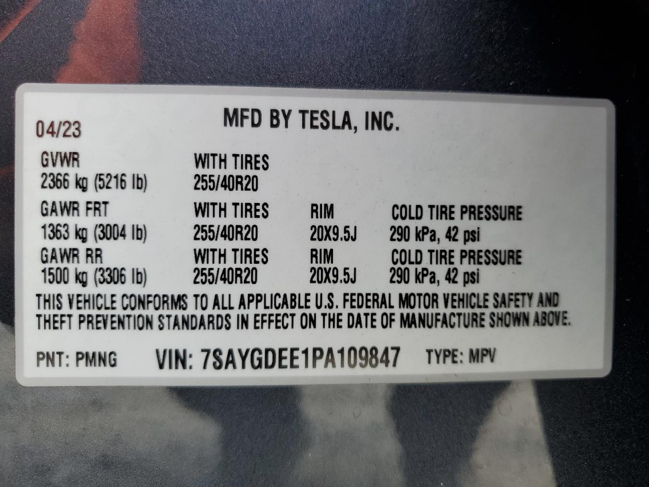 7SAYGDEE1PA109847 2023 Tesla Model Y