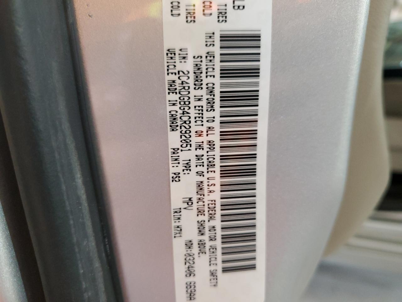 2C4RDGBG4CR292051 2012 Dodge Grand Caravan Se