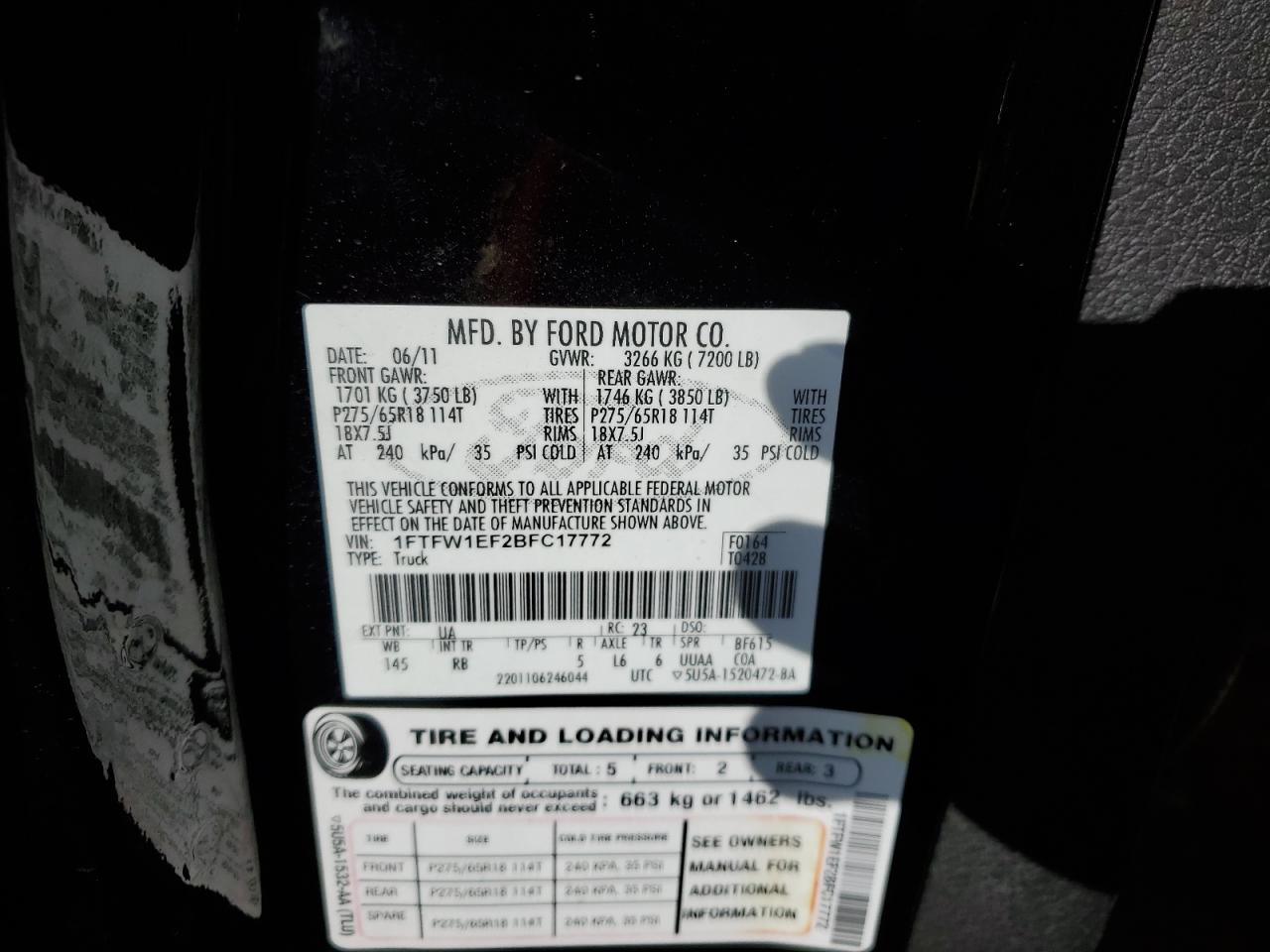 1FTFW1EF2BFC17772 2011 Ford F150 Supercrew