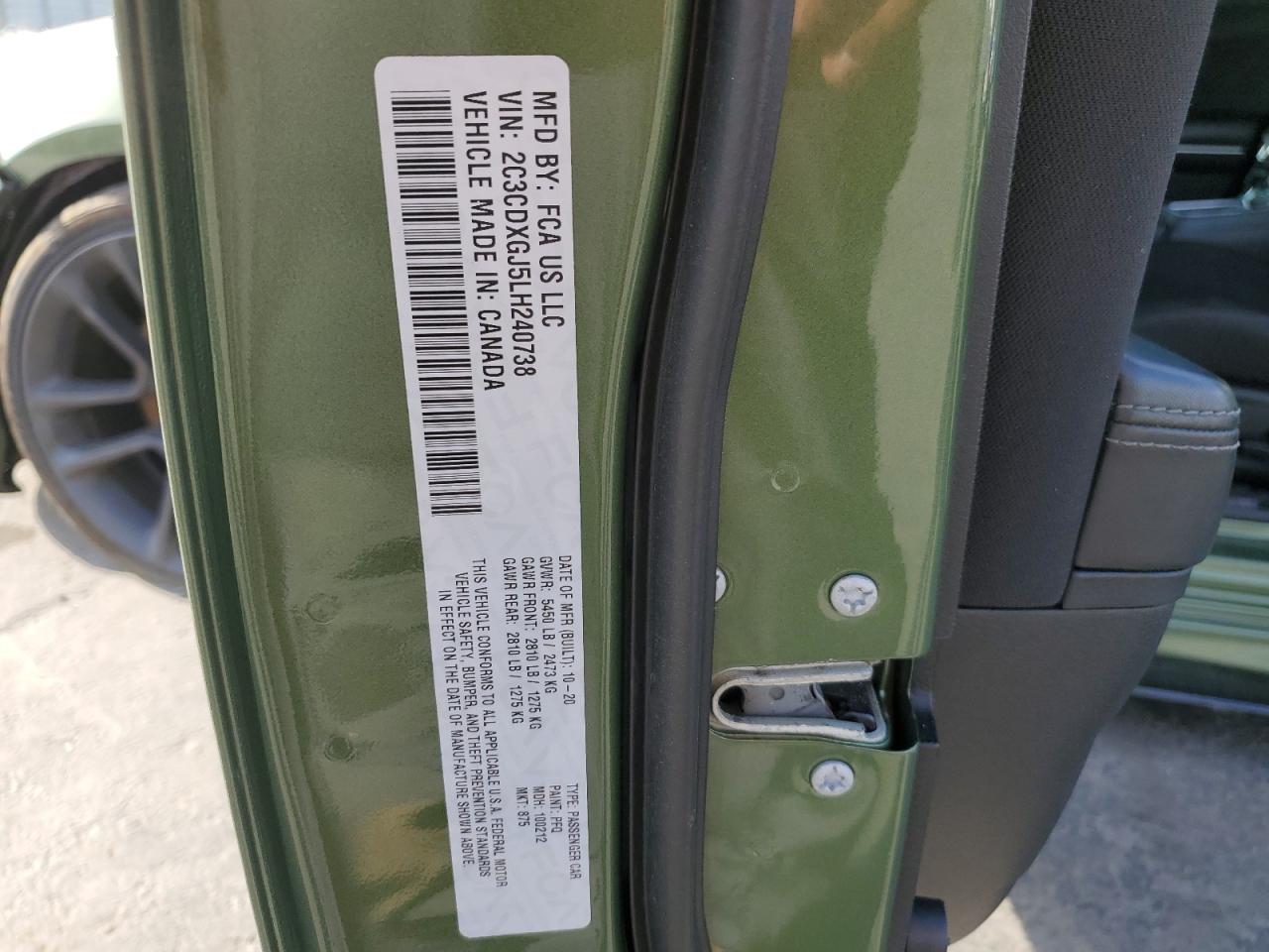 2C3CDXGJ5LH240738 2020 Dodge Charger Scat Pack