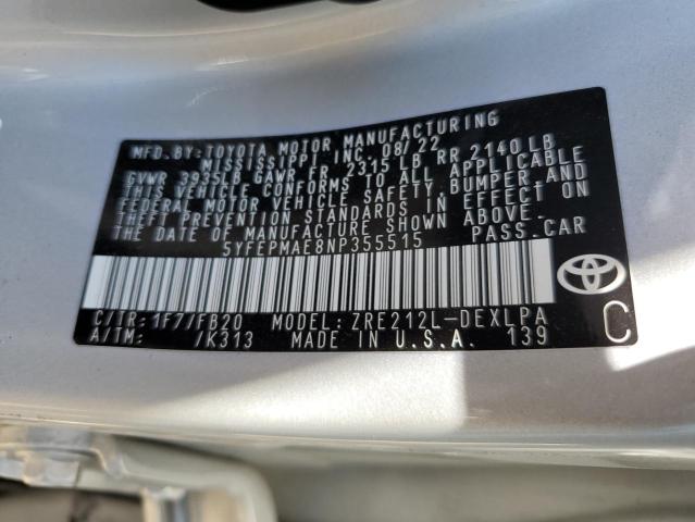 5YFEPMAE8NP355515 2022 TOYOTA COROLLA - Image 12