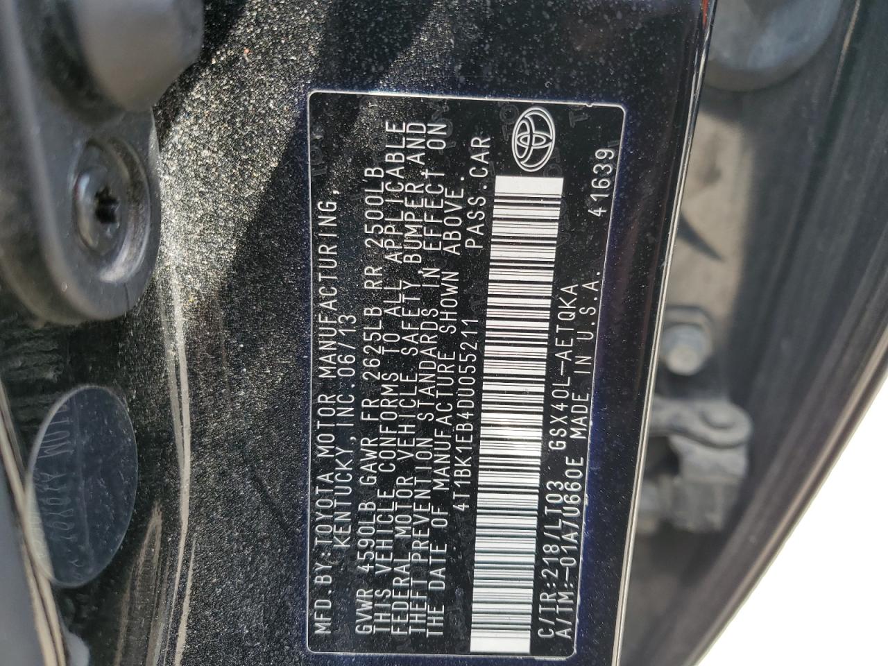 4T1BK1EB4DU055211 2013 Toyota Avalon Base