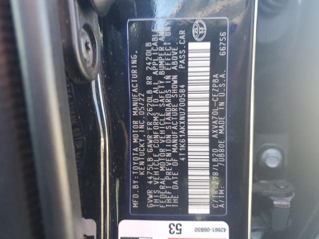 2022 Toyota Camry Xse VIN: 4T1K61AKXNU700584 Lot: 51085914