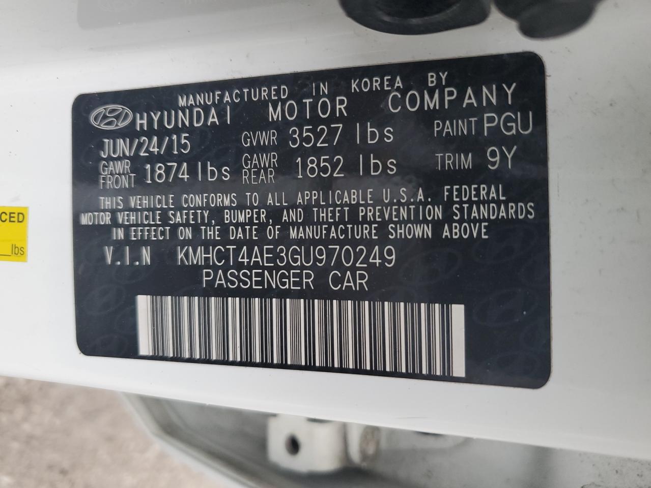 KMHCT4AE3GU970249 2016 Hyundai Accent Se