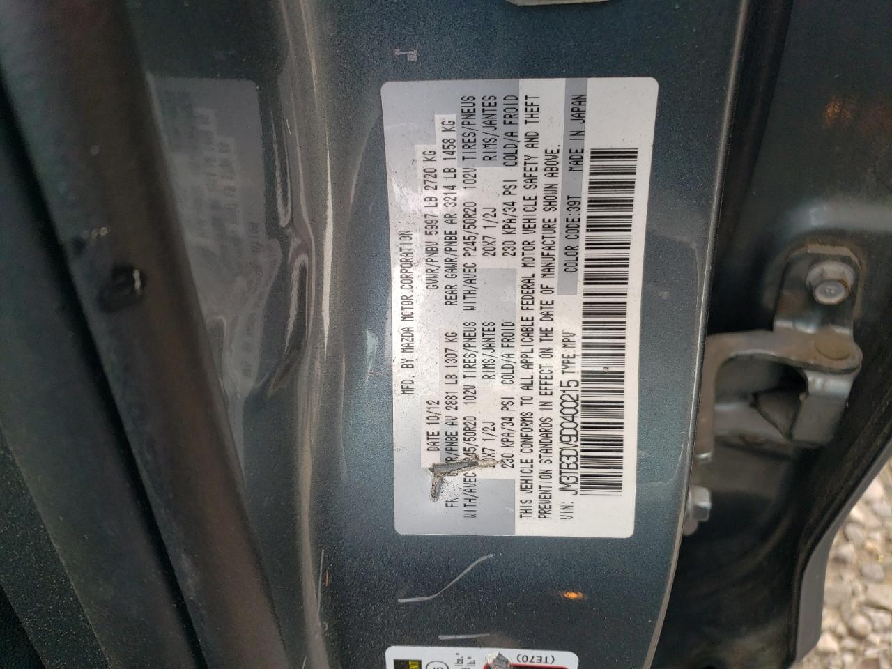 JM3TB3DV9D0400215 2013 Mazda Cx-9 Grand Touring