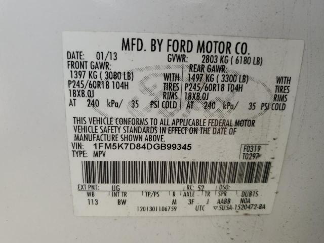 2013 Ford Explorer Xlt VIN: 1FM5K7D84DGB99345 Lot: 51210784