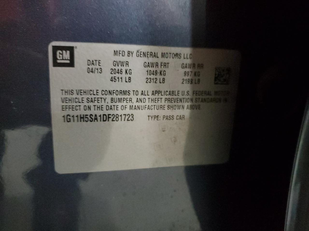 1G11H5SA1DF281723 2013 Chevrolet Malibu Ltz
