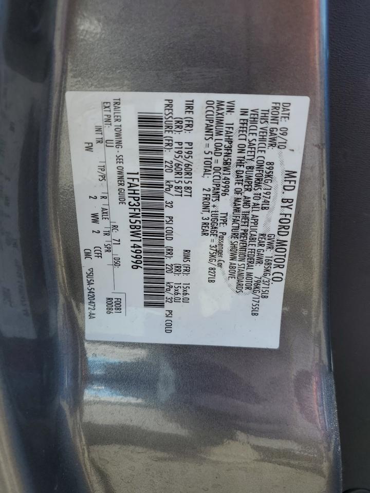 1FAHP3FN5BW149996 2011 Ford Focus Se