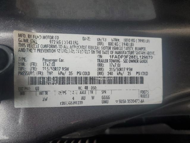 2014 Ford Focus Se VIN: 1FADP3F28EL129879 Lot: 51641804