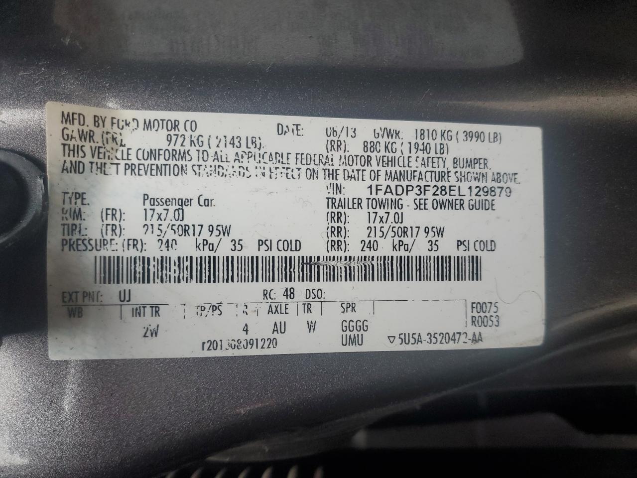 1FADP3F28EL129879 2014 Ford Focus Se