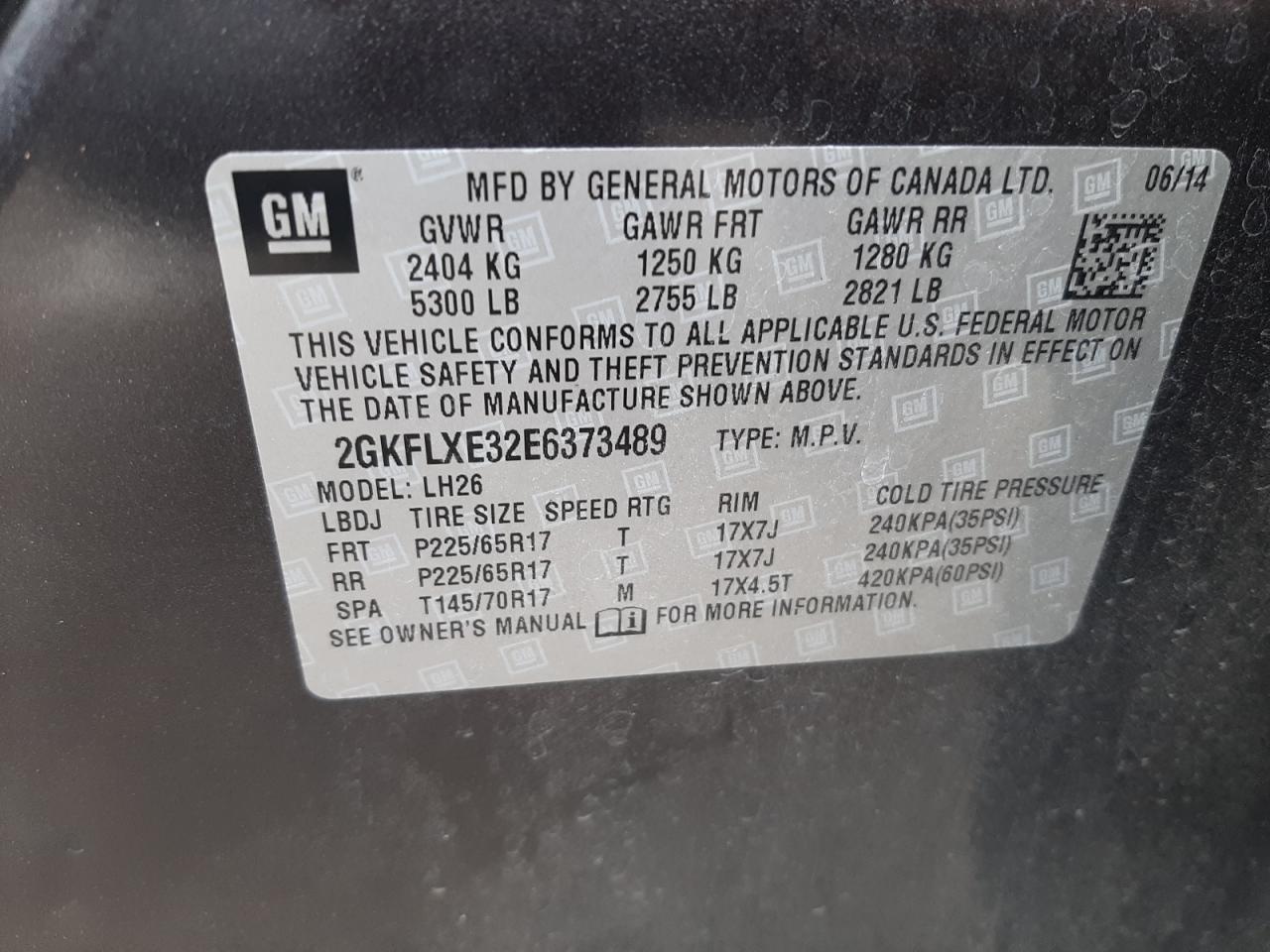 2GKFLXE32E6373489 2014 GMC Terrain Slt