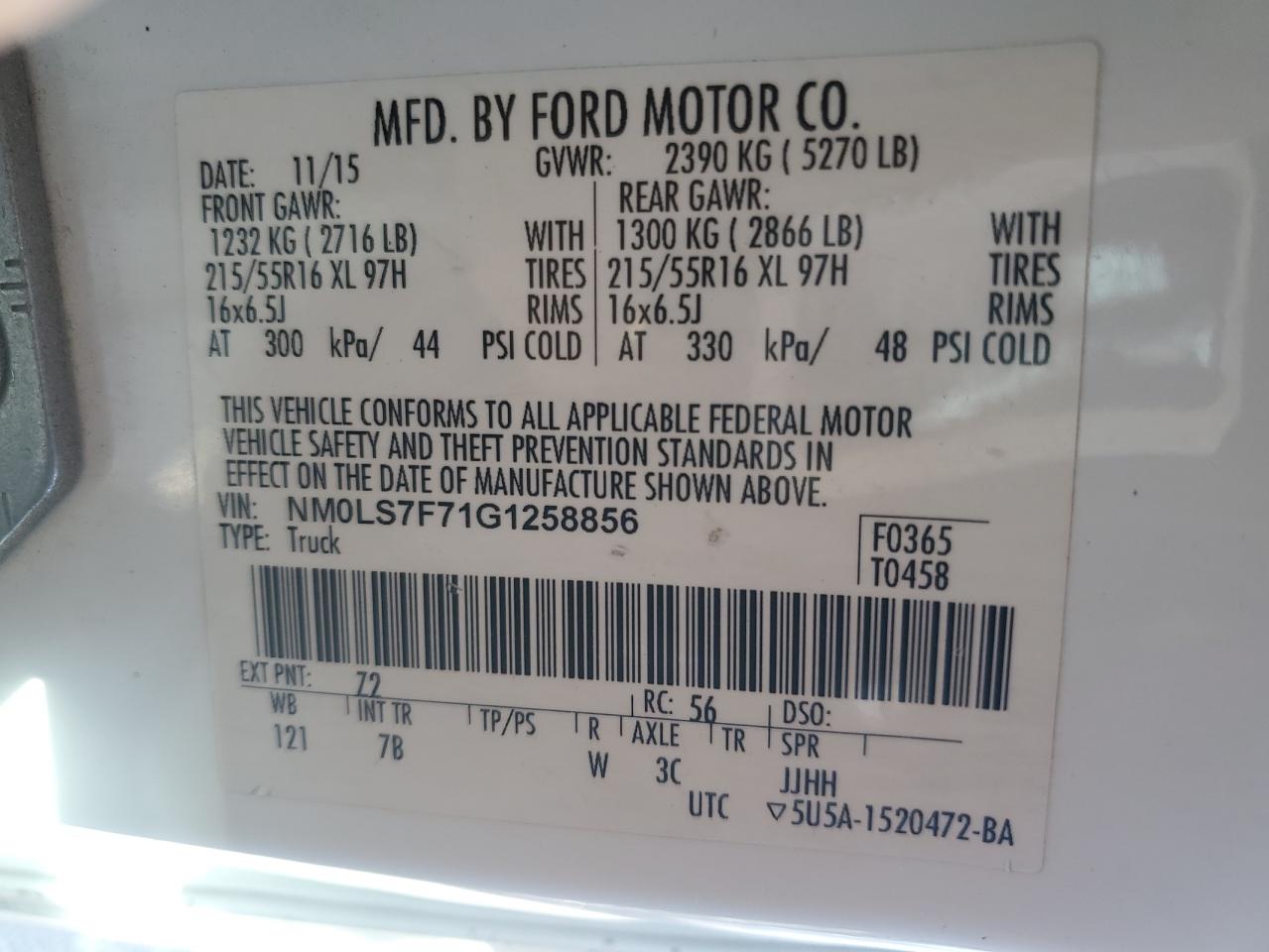 NM0LS7F71G1258856 2016 Ford Transit Connect Xlt