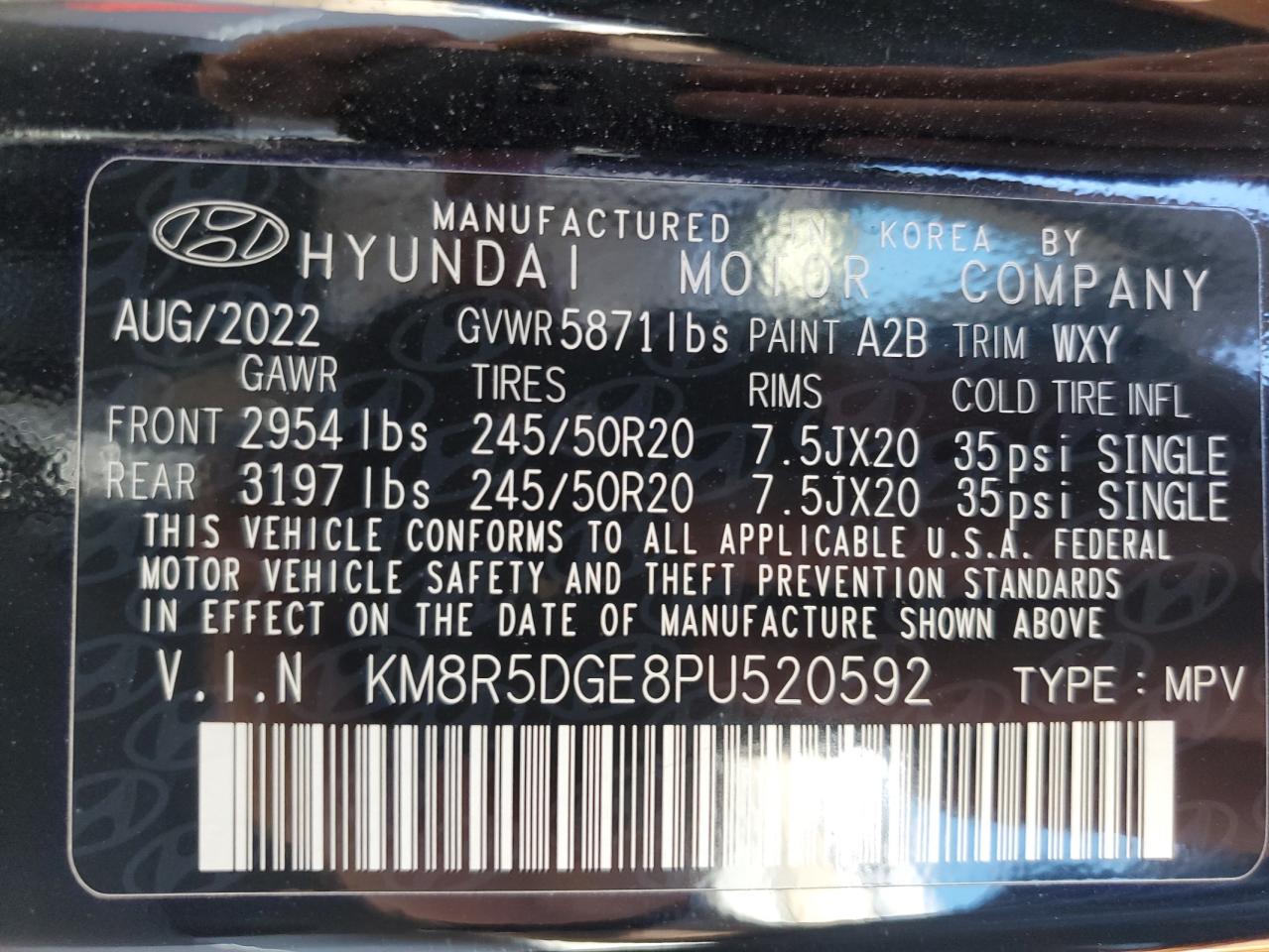 KM8R5DGE8PU520592 2023 Hyundai Palisade Limited