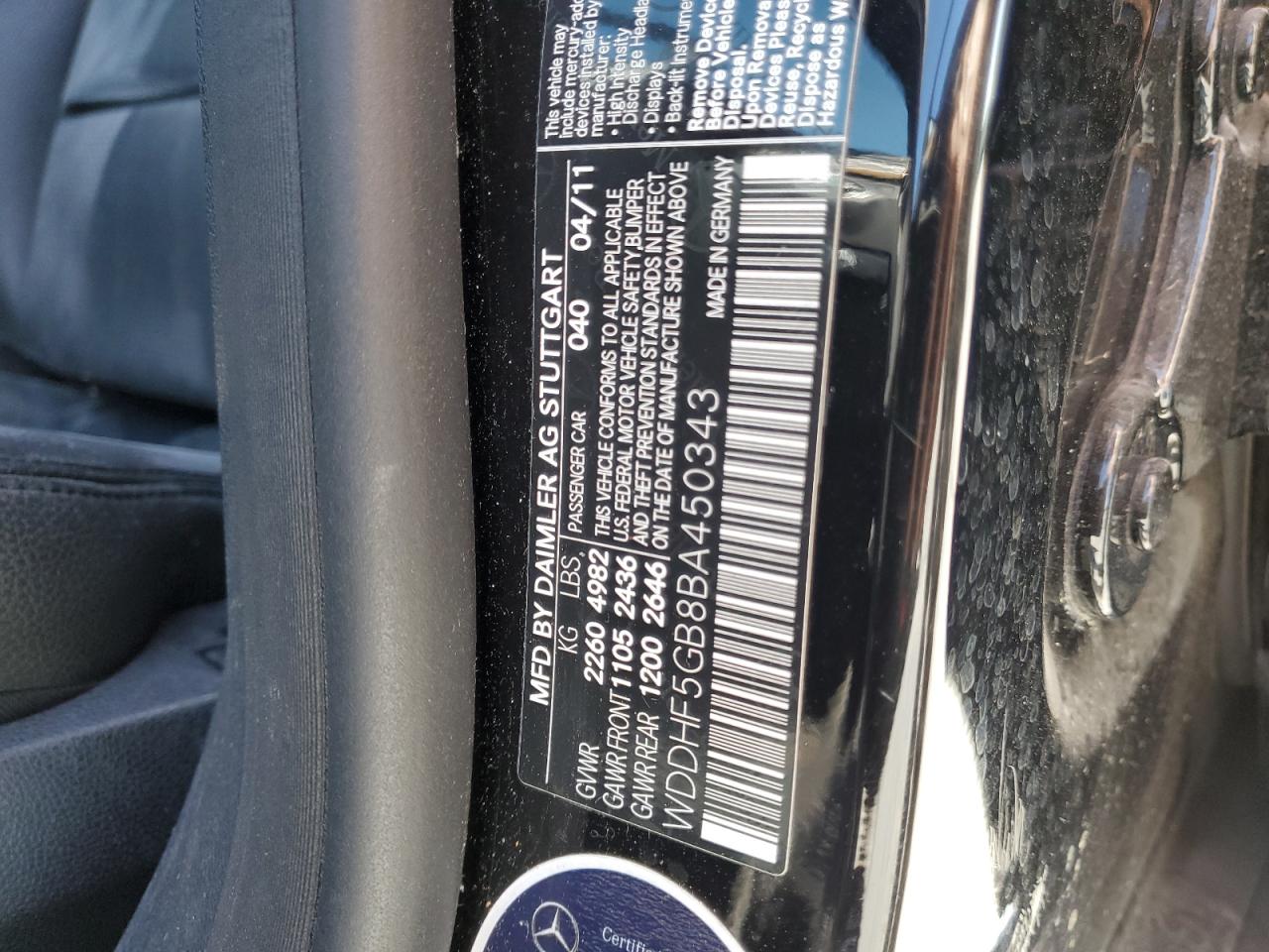 WDDHF5GB8BA450343 2011 Mercedes-Benz E 350