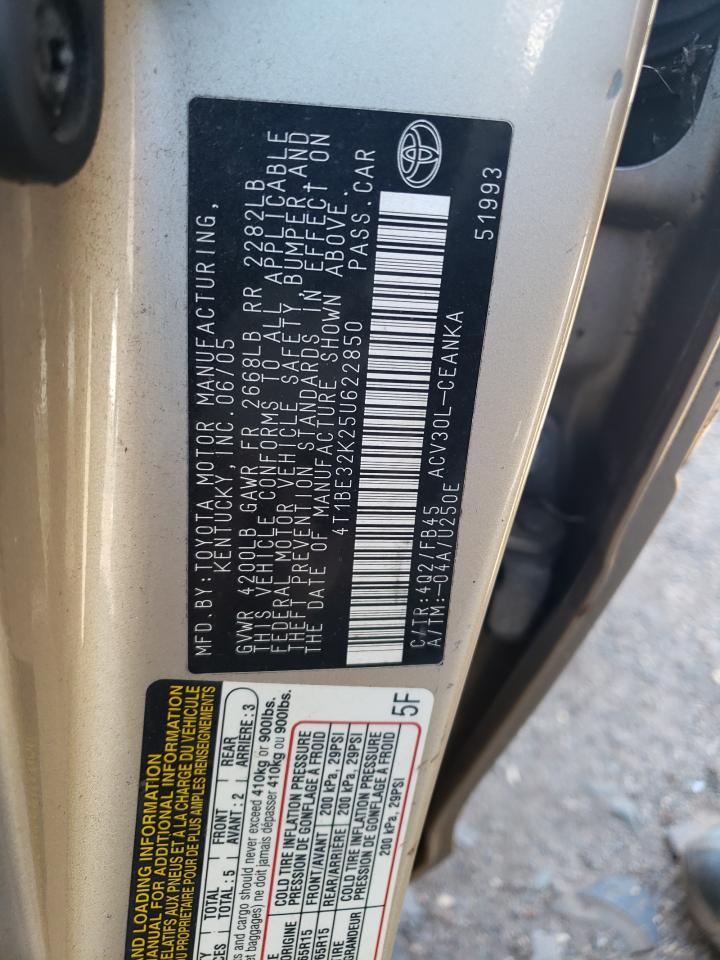 4T1BE32K25U622850 2005 Toyota Camry Le