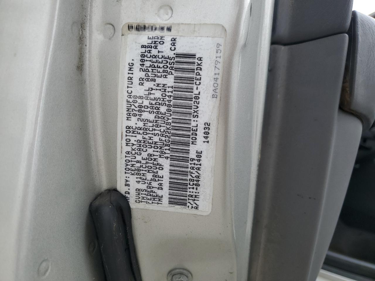 4T1BG22K8YU004411 2000 Toyota Camry Ce