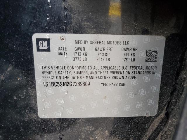 2016 Chevrolet Cruze Ls VIN: 1G1BC5SM2G7289809 Lot: 52956904