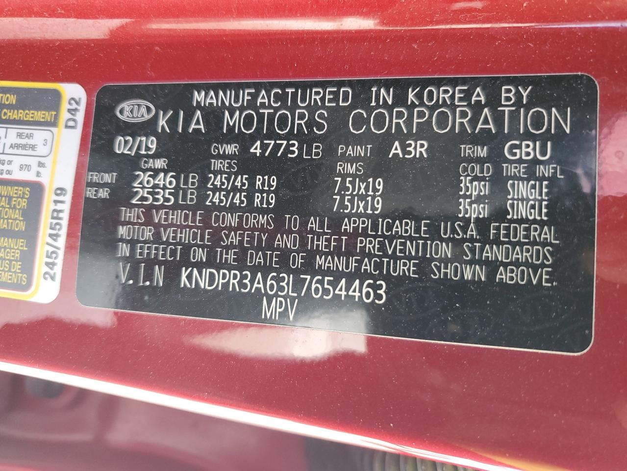 KNDPR3A63L7654463 2020 Kia Sportage Sx