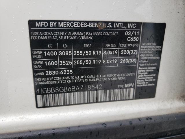 4JGBB8GB6BA718542 2011 Mercedes-Benz Ml 350 4Matic