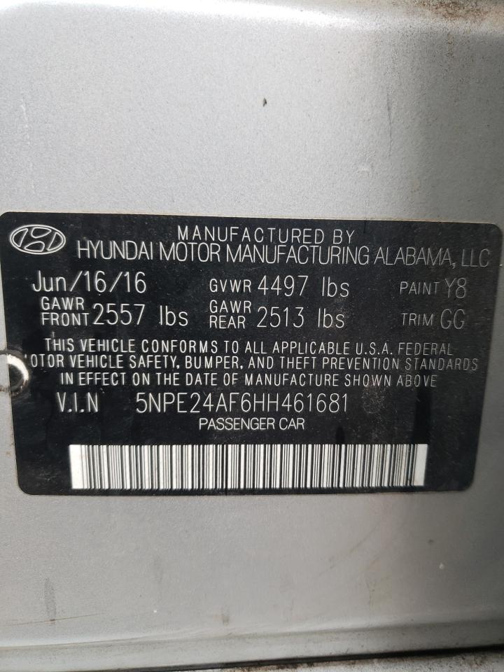 2017 Hyundai Sonata Se vin: 5NPE24AF6HH461681