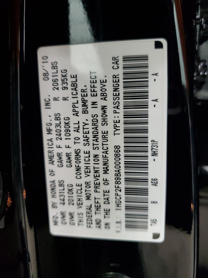 1HGCP2F89BA000868 2011 Honda Accord Exl