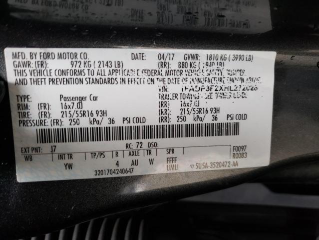 2017 FORD FOCUS SE - 1FADP3F2XHL272028
