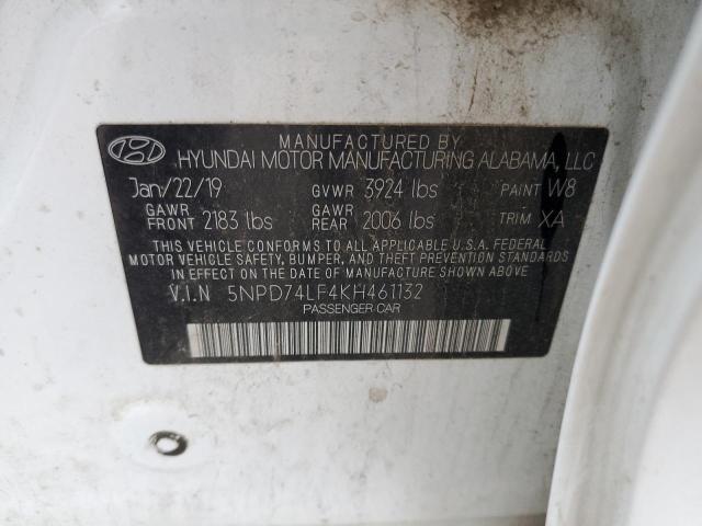 2019 Hyundai Elantra Se VIN: 5NPD74LF4KH461132 Lot: 48859624