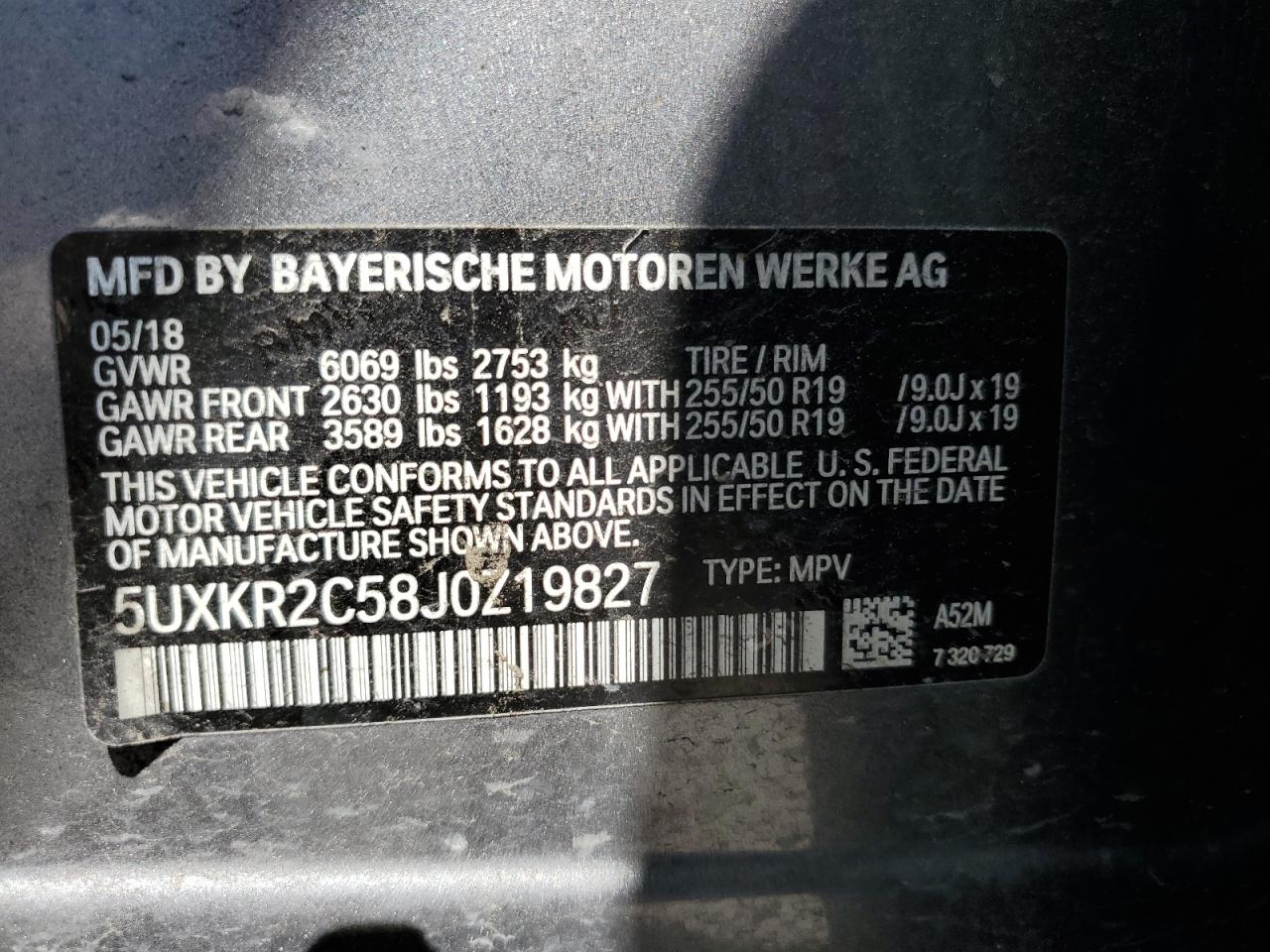 5UXKR2C58J0Z19827 2018 BMW X5 Sdrive35I