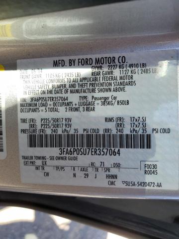 2014 Ford Fusion Titanium Phev VIN: 3FA6P0SU7ER357064 Lot: 50714394