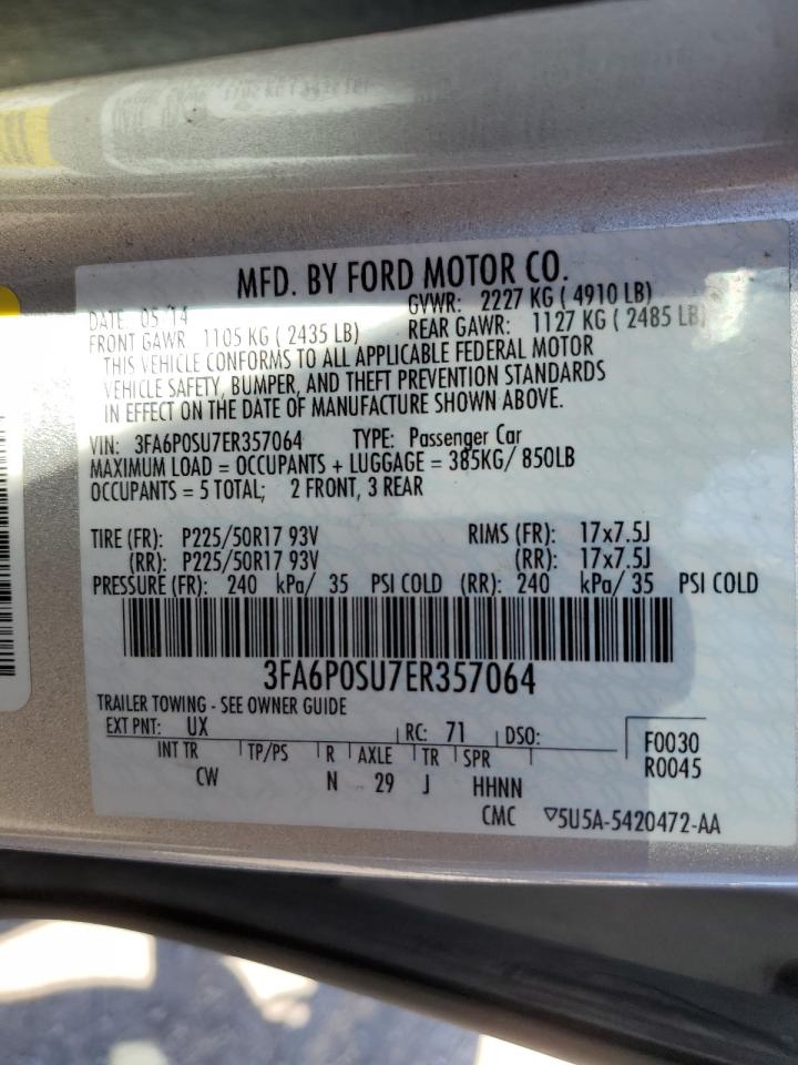 3FA6P0SU7ER357064 2014 Ford Fusion Titanium Phev