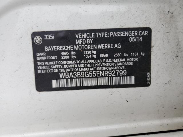 2014 BMW 335 Xi VIN: WBA3B9G55ENR92799 Lot: 50645904