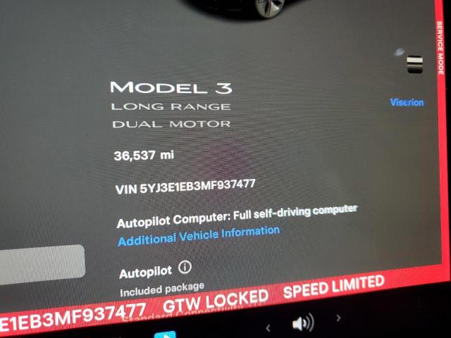 2021 Tesla Model 3 VIN: 5YJ3E1EB3MF937477 Lot: 51438724