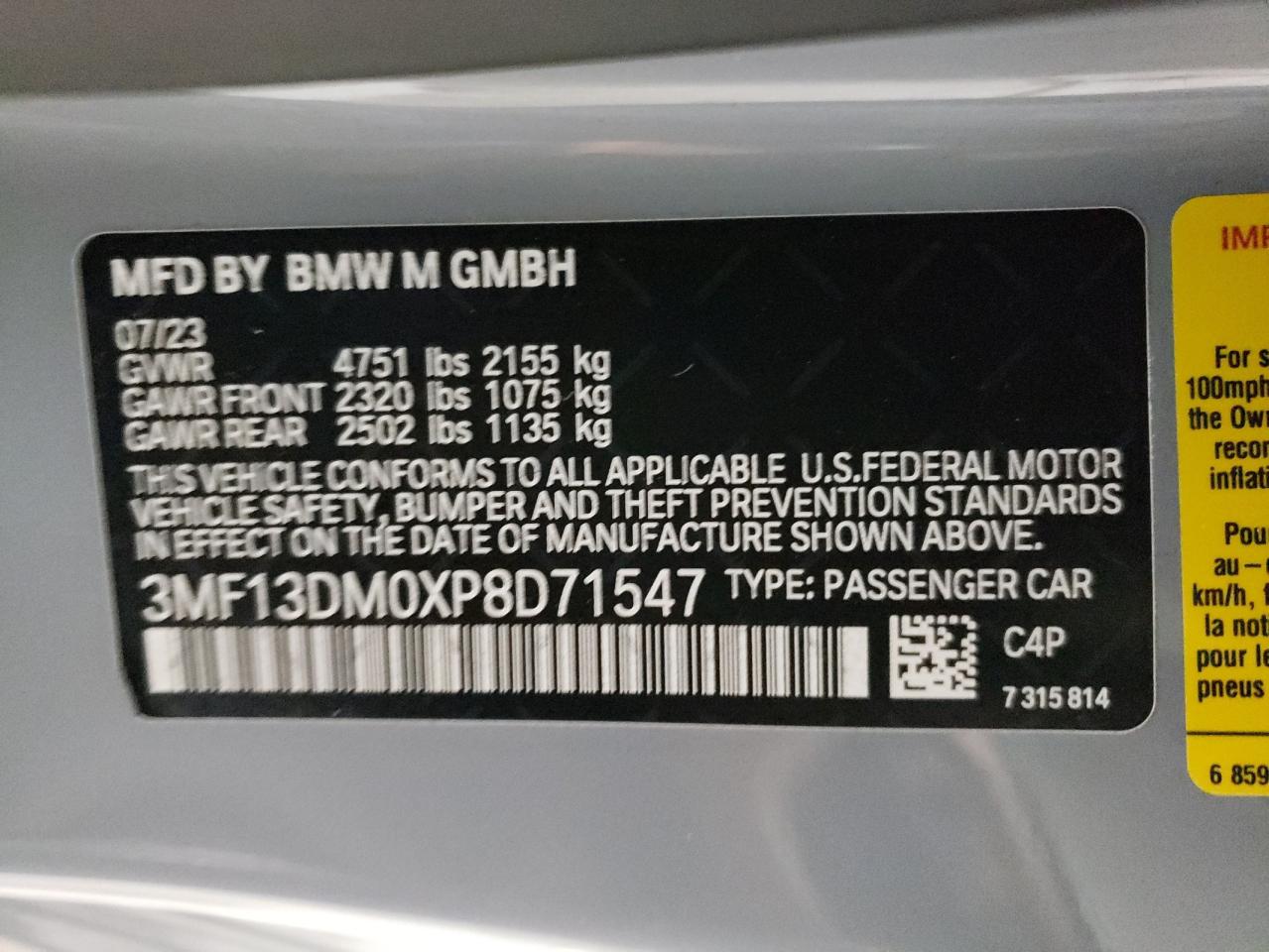 3MF13DM0XP8D71547 2023 BMW M2