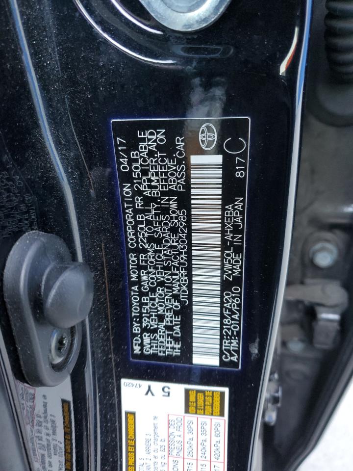 JTDKBRFU9H3042985 2017 Toyota Prius