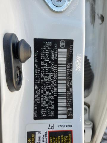 2012 Toyota Camry Base VIN: 4T1BF1FK7CU532361 Lot: 49594984