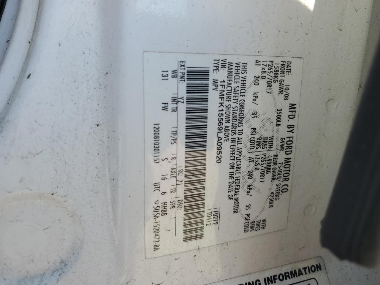 1FMFK15569LA09520 2009 Ford Expedition El Xlt