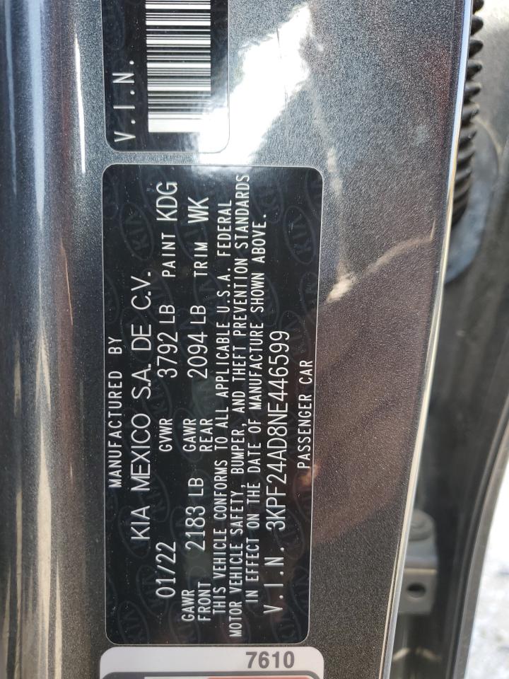 3KPF24AD8NE446599 2022 Kia Forte Fe