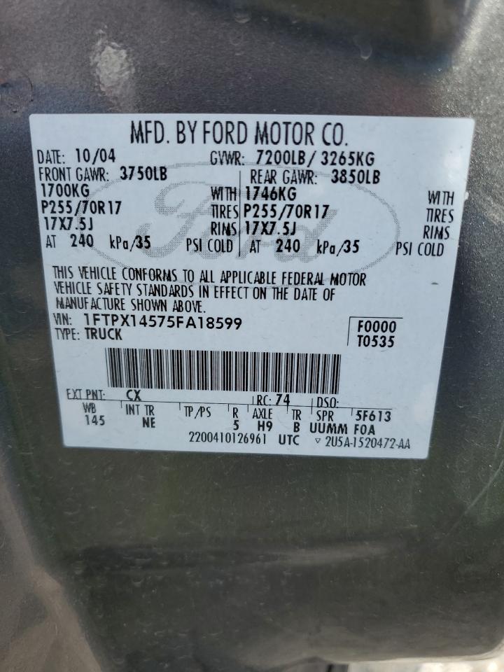 1FTPX14575FA18599 2005 Ford F150