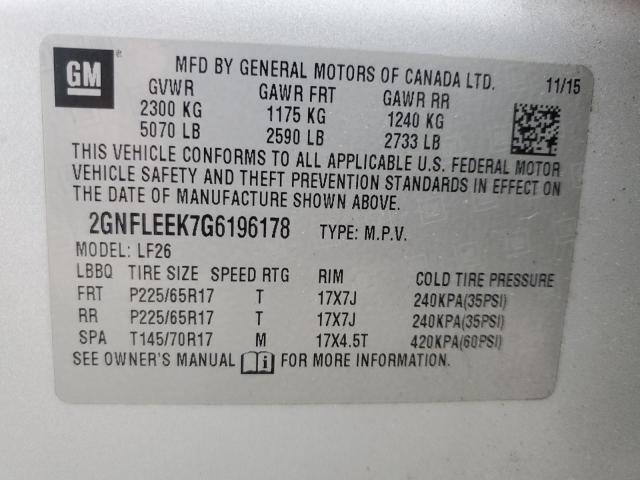 2GNFLEEK7G6196178 | 2016 Chevrolet equinox ls