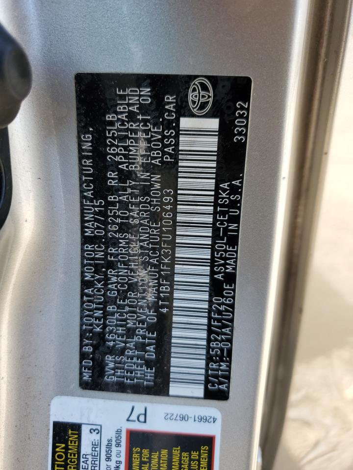 4T1BF1FK3FU106493 2015 Toyota Camry Le