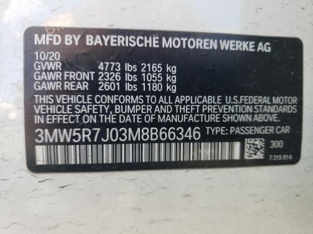 2021 BMW 330Xi VIN: 3MW5R7J03M8B66346 Lot: 50989504